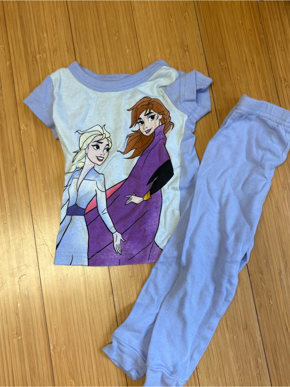 Disney Frozen Girls Lavender and Purple Character Pajama Top